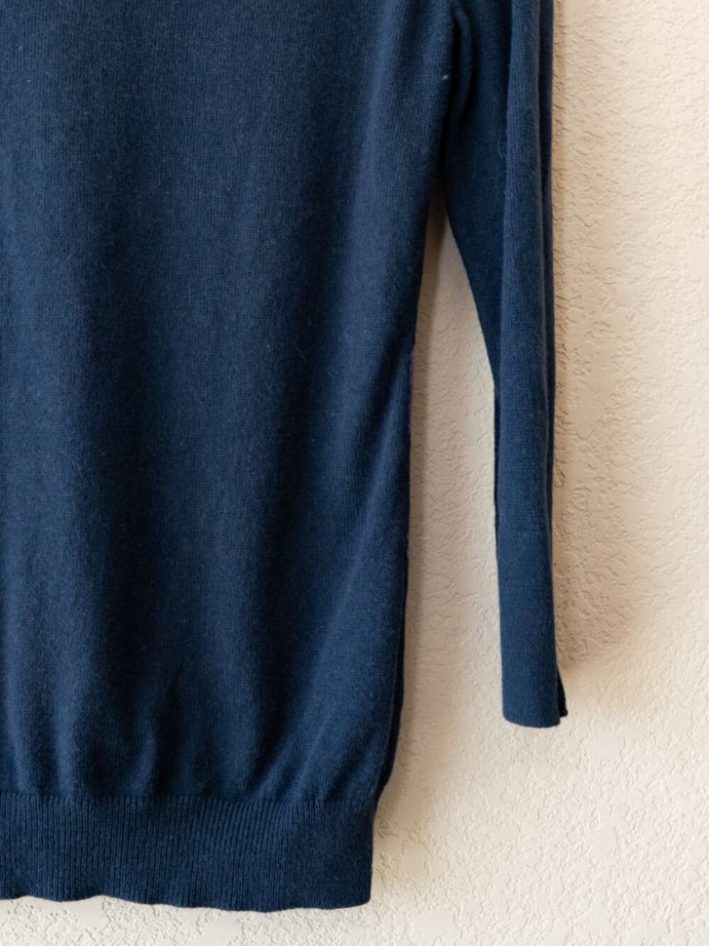 Banana Republic Argyle Sweater XS Navy Blue Angora Rabbit Blend 3/4Sleeve Preppy - Picture 13 of 14